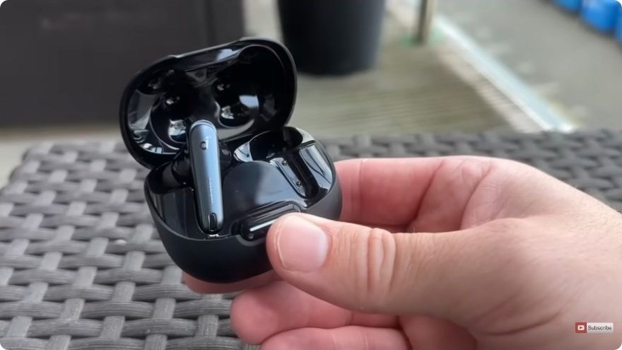 Soundcore by Anker earbuds in their charging case, from a creator collaboration